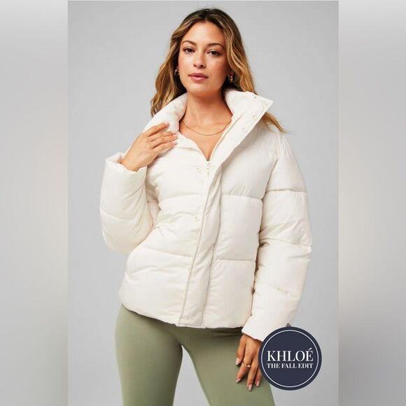 NWT *Fabletics* Essential Puffer Sz XL in Bone (Ivory) - Picture 1 of 3